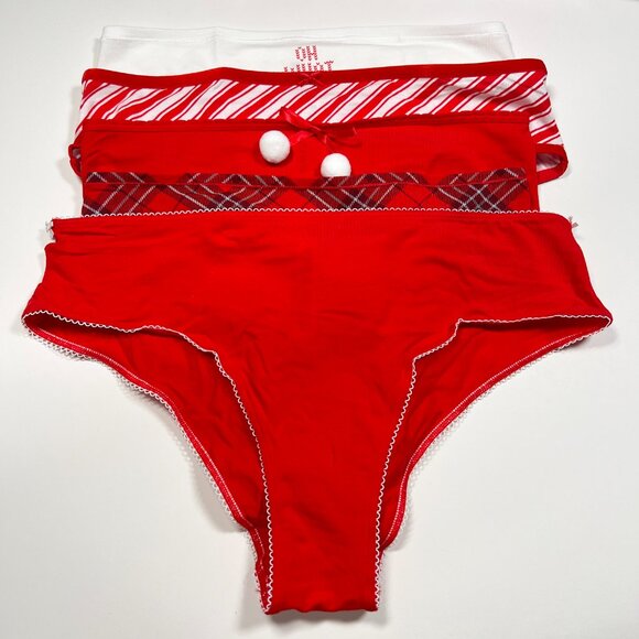 Victoria Secret Pink XL Cheeky Panties Cotton Blend Christmas Holiday Pack of 5 - Picture 1 of 13